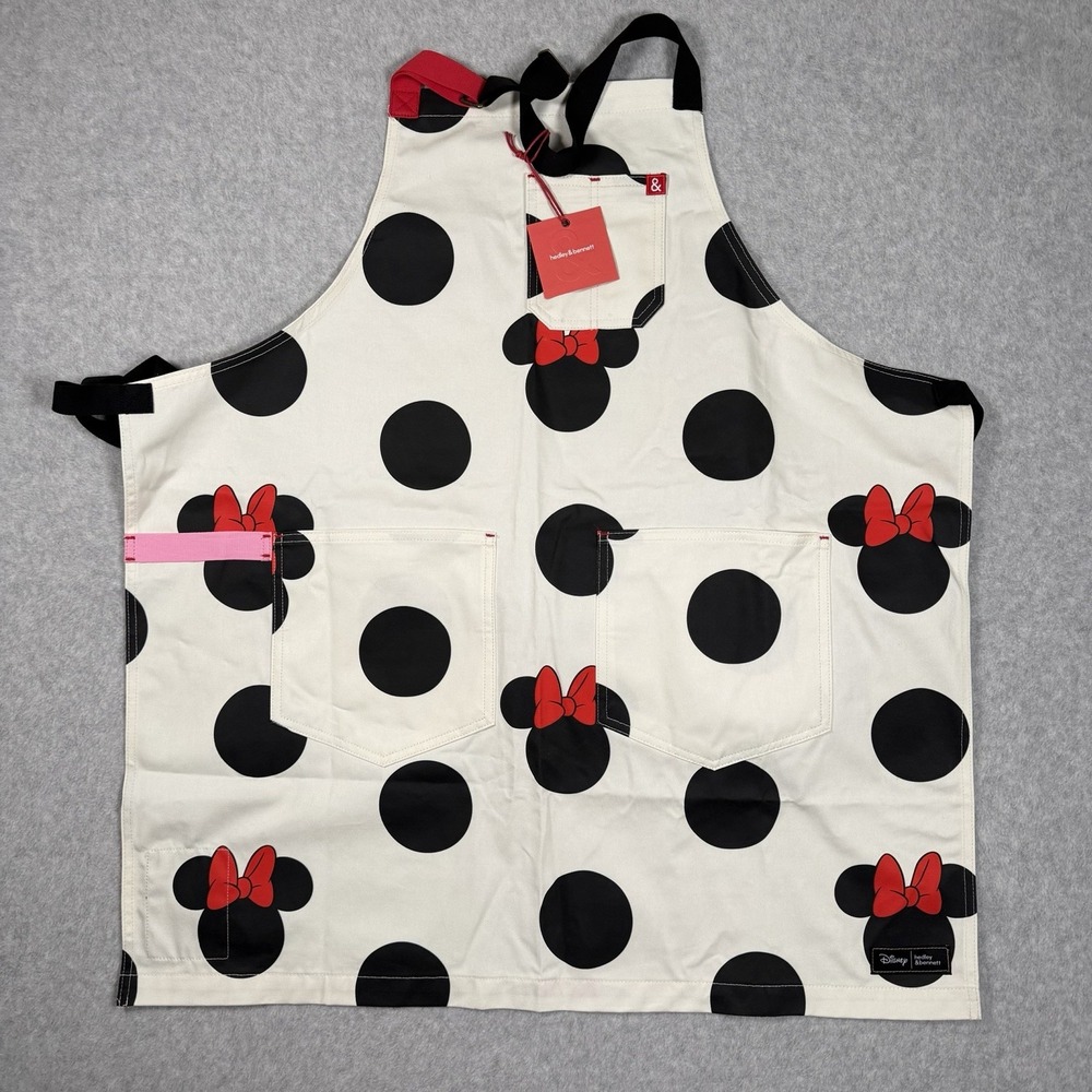 NEW Hedley & Bennett x Disney Minnie Mouse Essential Apron Large Dot Ivory RARE!